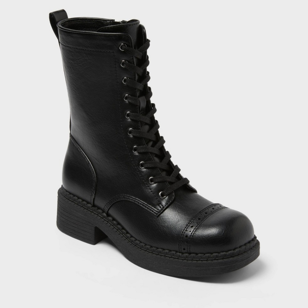 wild fable Black Combat Moto Boots